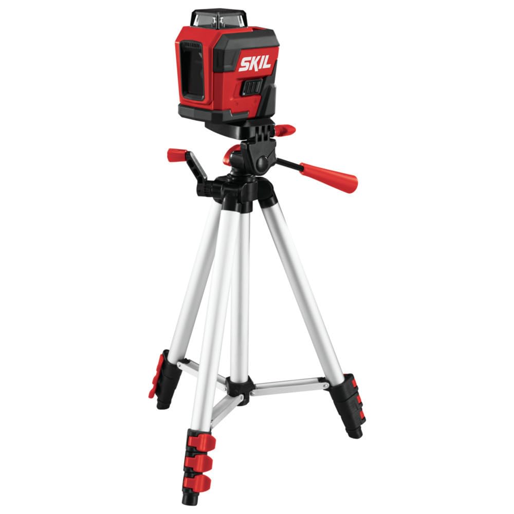 65ft. Red Self-Leveling Cross Line Laser Level with Tripod & Carry Bag J921901