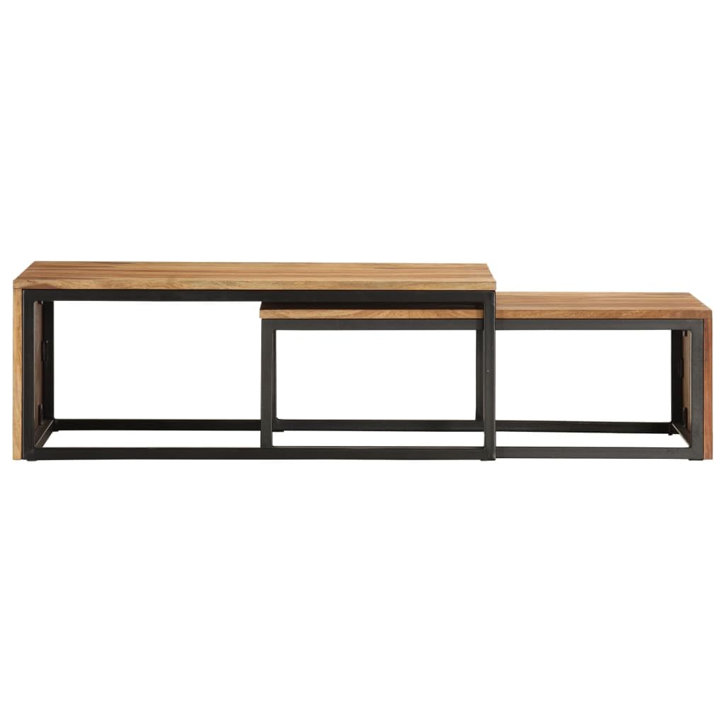 2 pcs Solid Sheesham Wood Nesting Tables H426215