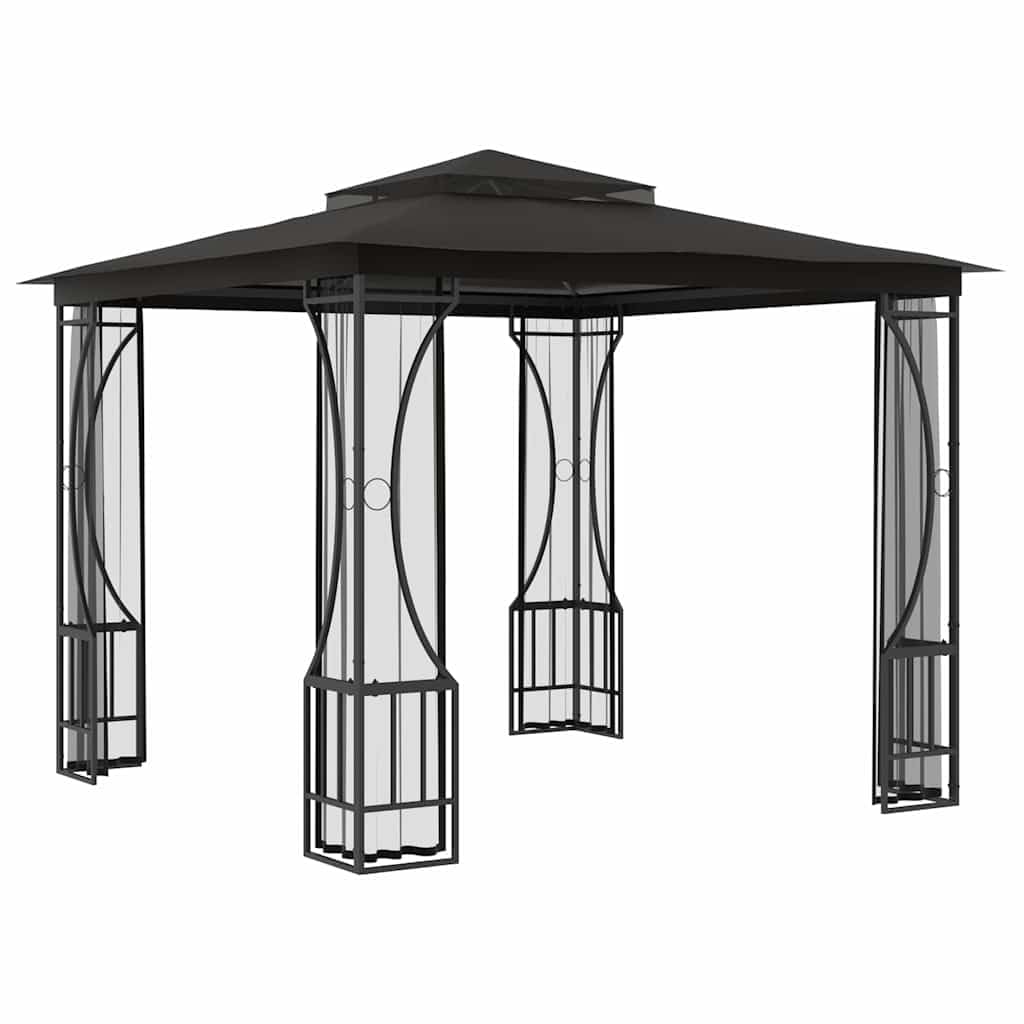 Anthracite Steel Frame 9.8'x9.8'x8.7' UV-Protective Polyester Gazebo B152309