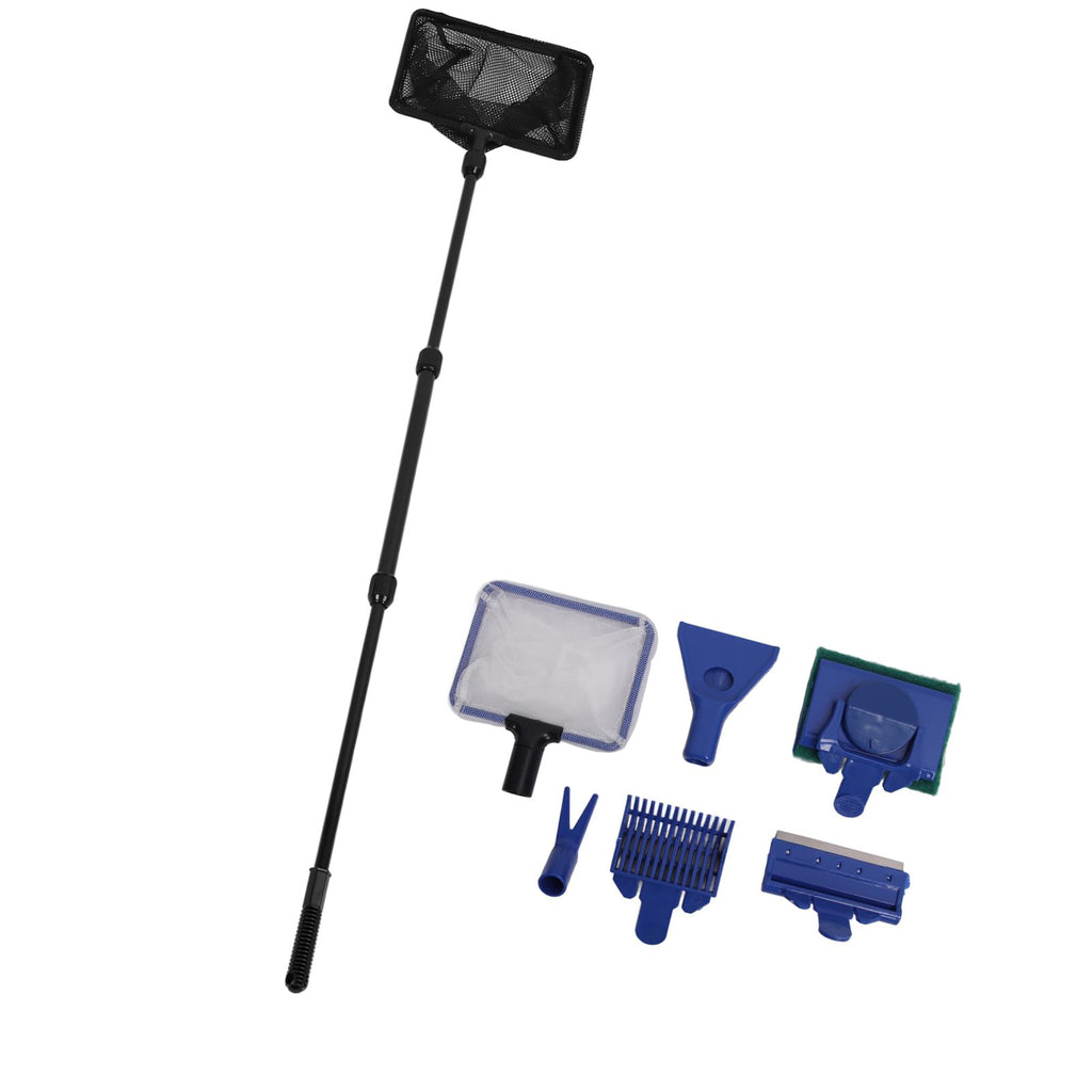 5 in 1 Aquarium Cleaning Kit with Scraper Gravel Rake Sponge Brush Fish Net A5099