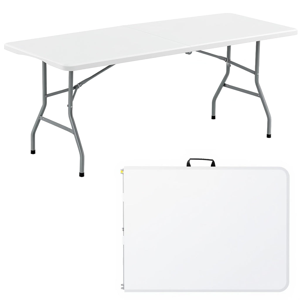 White Plastic Folding Table with Carry Handle I990