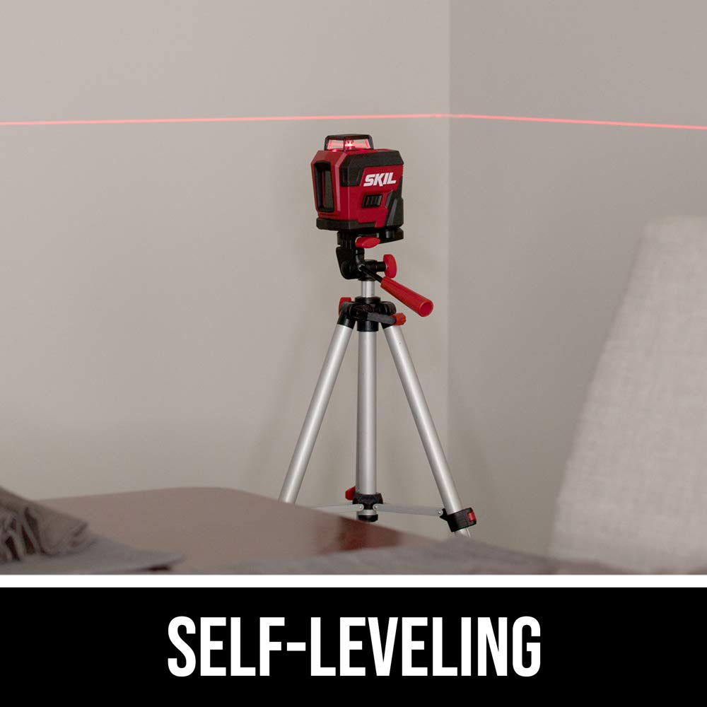 65ft. Red Self-Leveling Cross Line Laser Level with Tripod & Carry Bag J921901