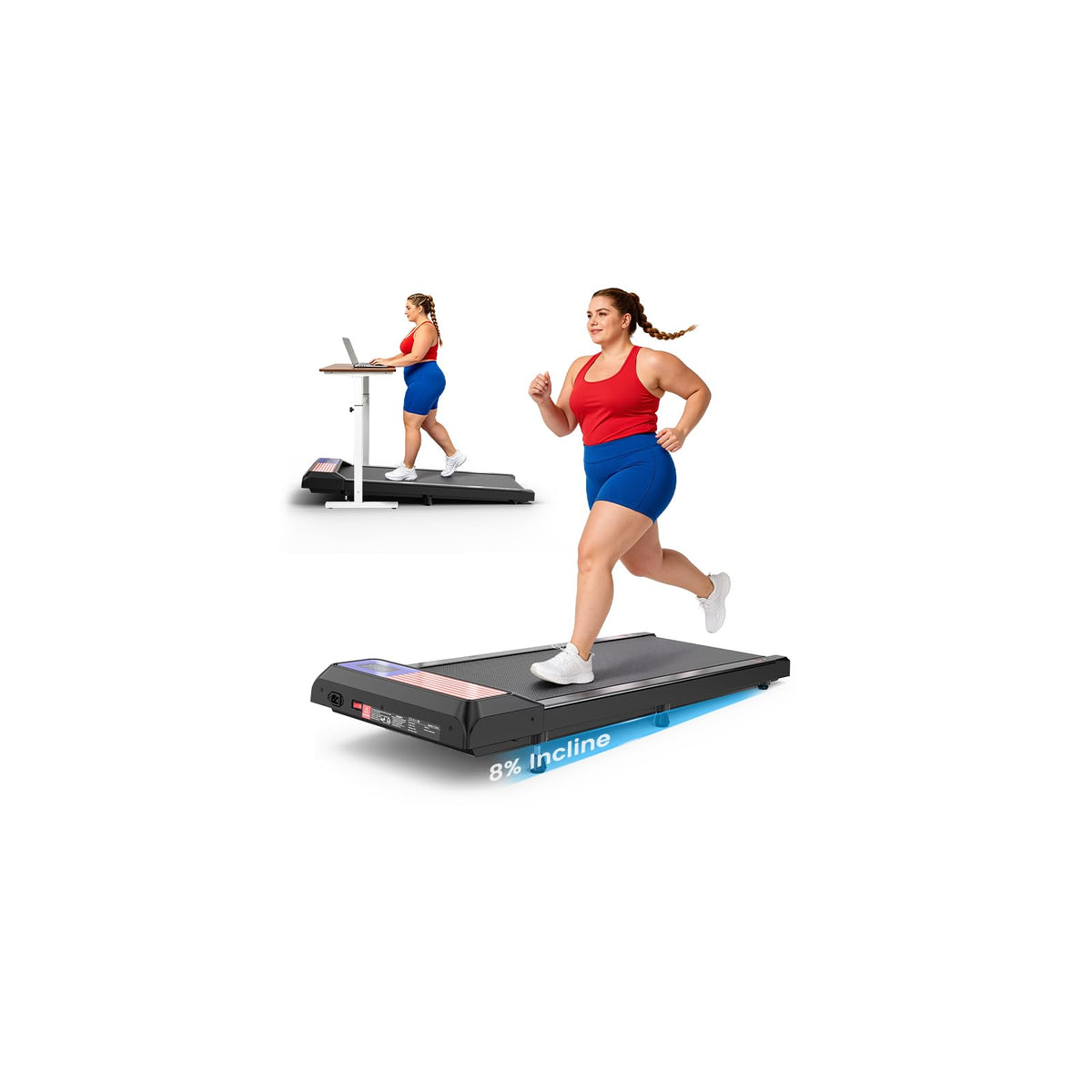 2.5HP Under Desk Treadmill with 8% Incline K1942