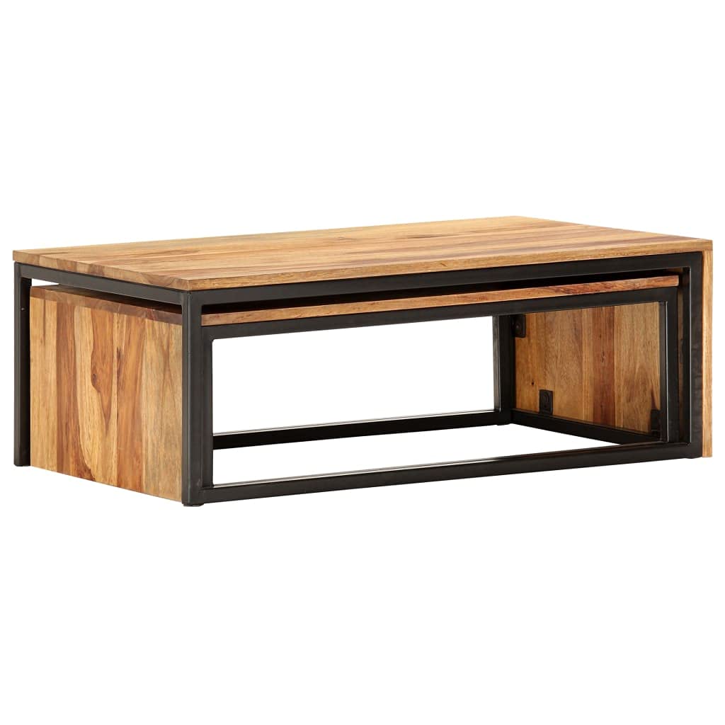 2 pcs Solid Sheesham Wood Nesting Tables H426215