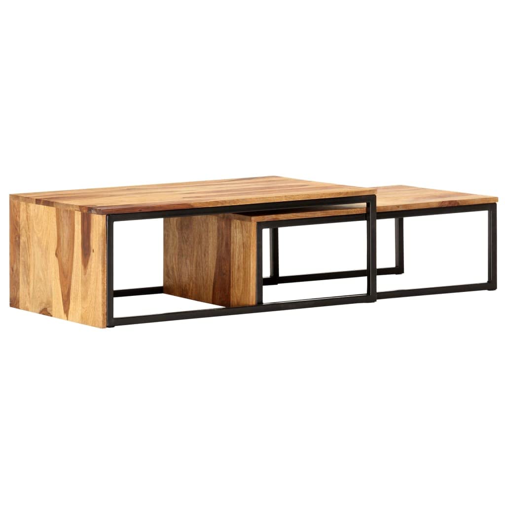 2 pcs Solid Sheesham Wood Nesting Tables H426215
