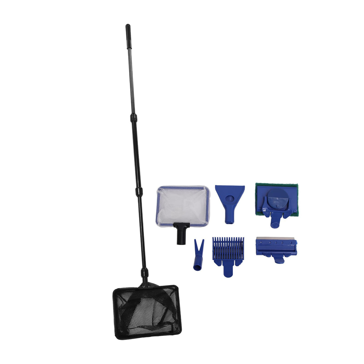 5 in 1 Aquarium Cleaning Kit with Scraper Gravel Rake Sponge Brush Fish Net A5099