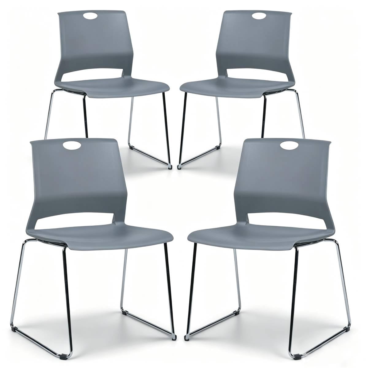 Grey Plastic Stack Chair 4-Pack E8719