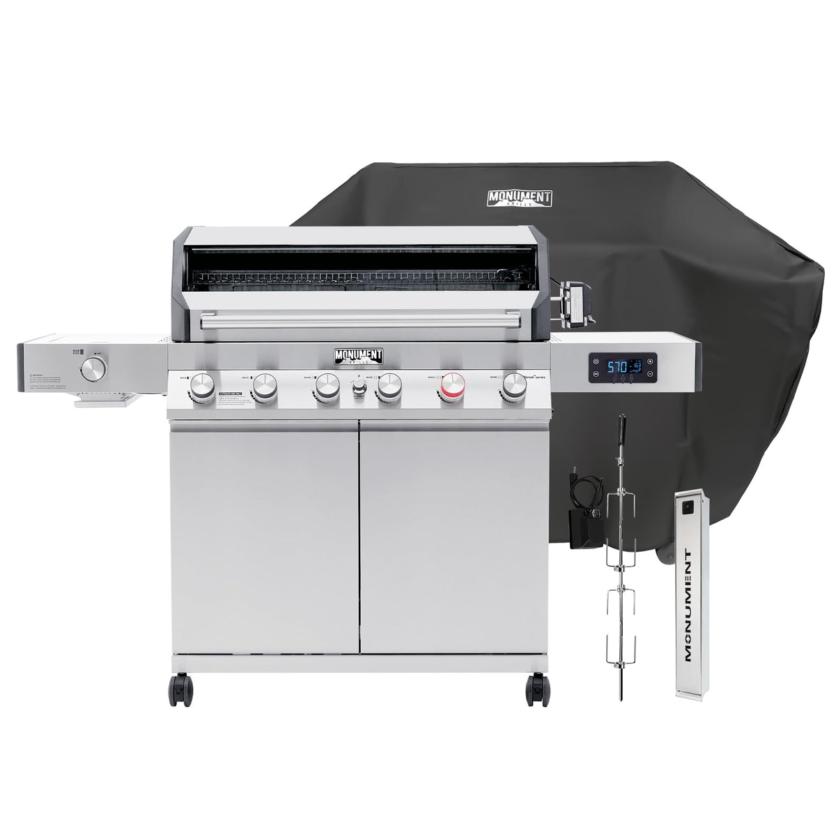 6+1 Burner Propane Gas Grill Stainless Steel 78,000 BTU with Side Sear Burner H6846