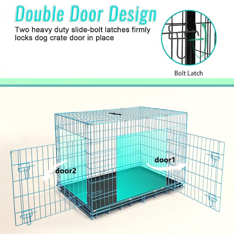 48-Inch Folding Metal Dog Crate with Divider and Tray I277