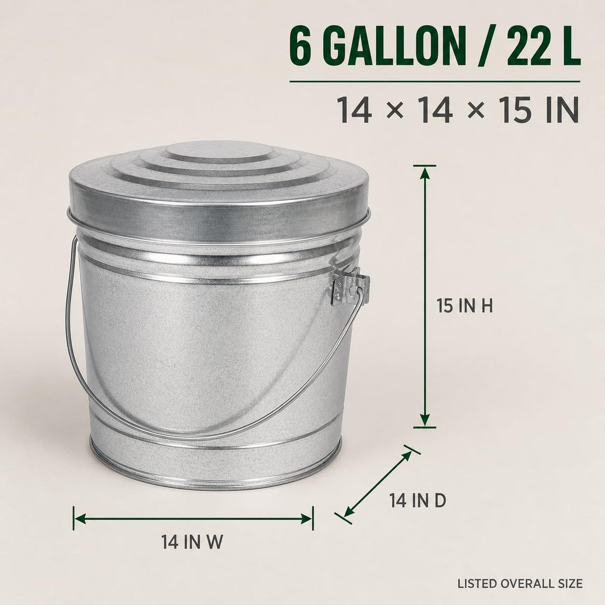 6 Gallon Galvanized Storage Can with Locking Lid G58802