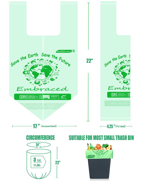 100% Compostable 3 Gallon Trash Bags with Handle, 200 Count I27327