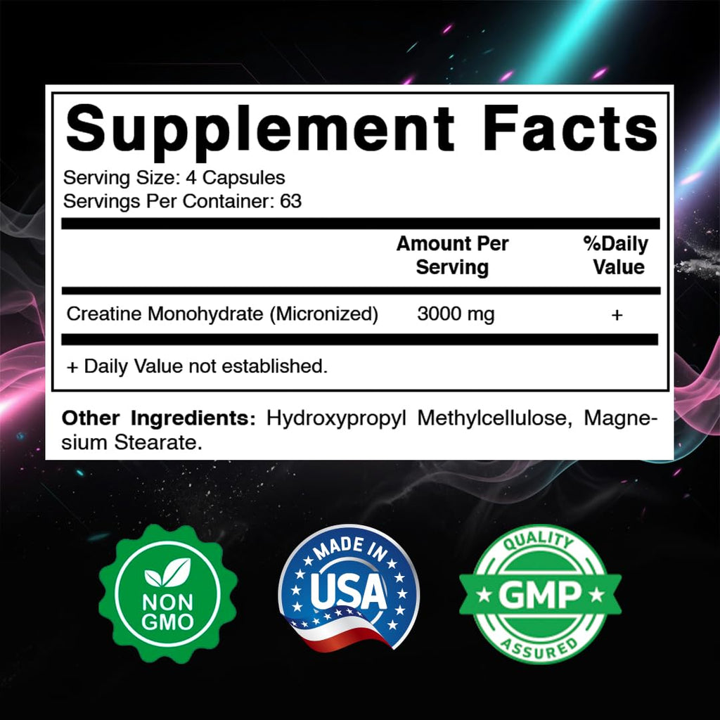 Micronized Creatine Monohydrate 3000 mg 250 Capsules C730546