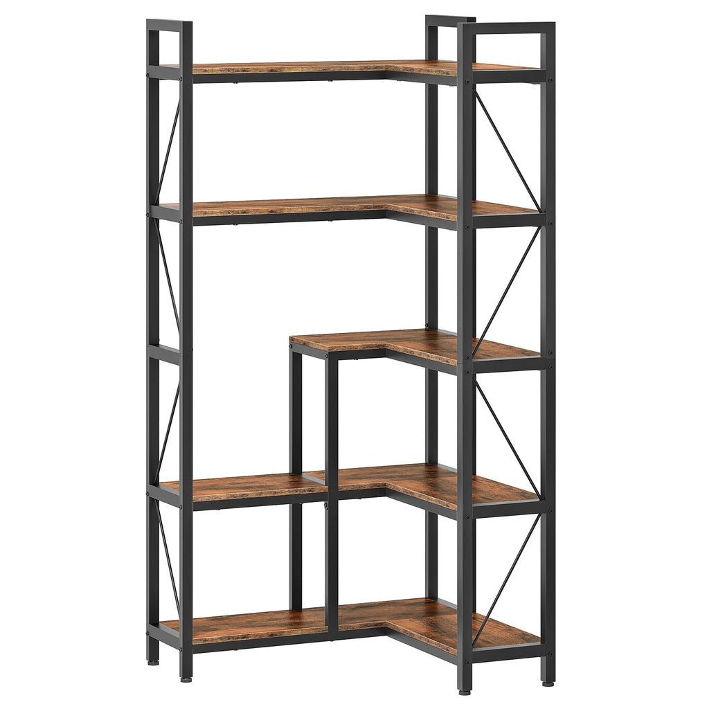 5-Tier L-Shaped Corner Bookshelf with Metal Frame M11844