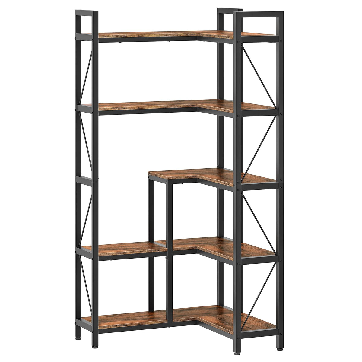 5-Tier L-Shaped Corner Bookshelf with Metal Frame M11844