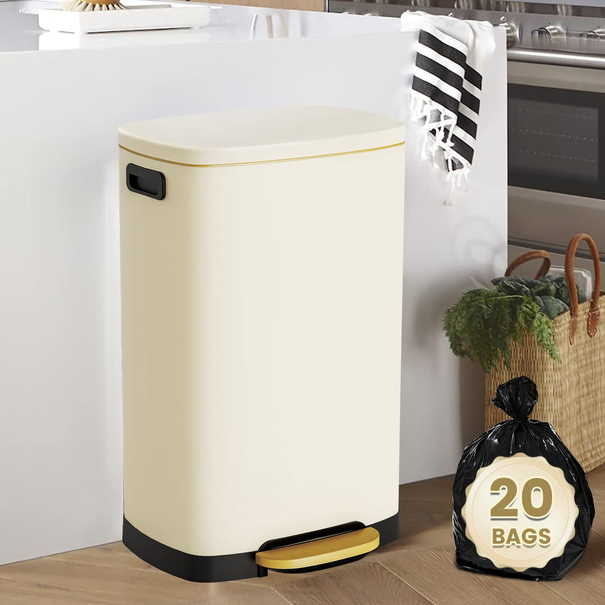 13 Gal Stainless Steel Step Trash Can P7250