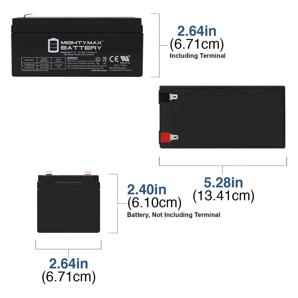12 Volt 3 AH Rechargeable SLA AGM Battery S506767