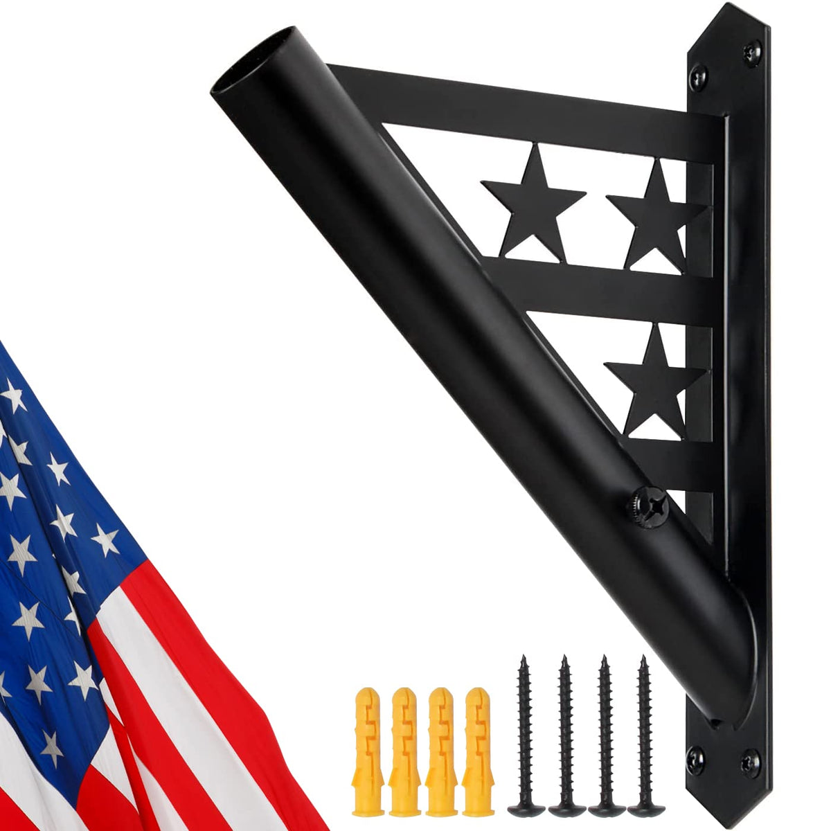 Flag Pole Heavy Duty Iron Weather Resistant Mounting Brackets K7829