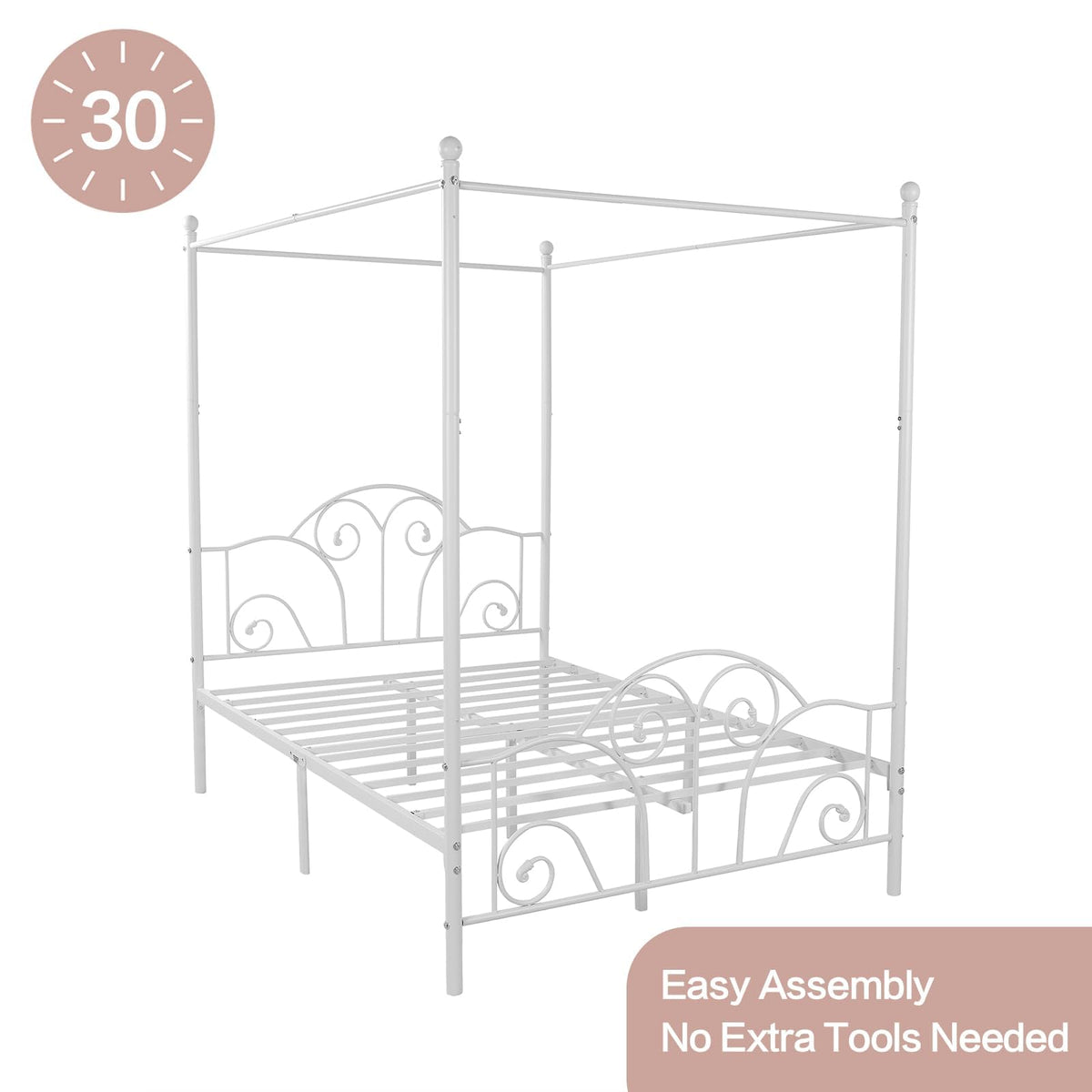 Metal Canopy Bed Frame Full Size with Headboard & Footboard G170