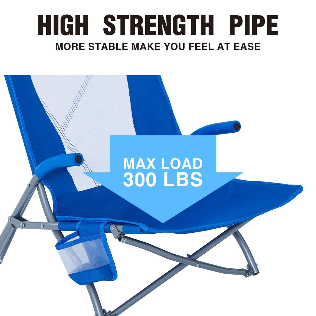 2 Pack Low Beach Lounge Chair with Cup Holder & Carry Bag G821152