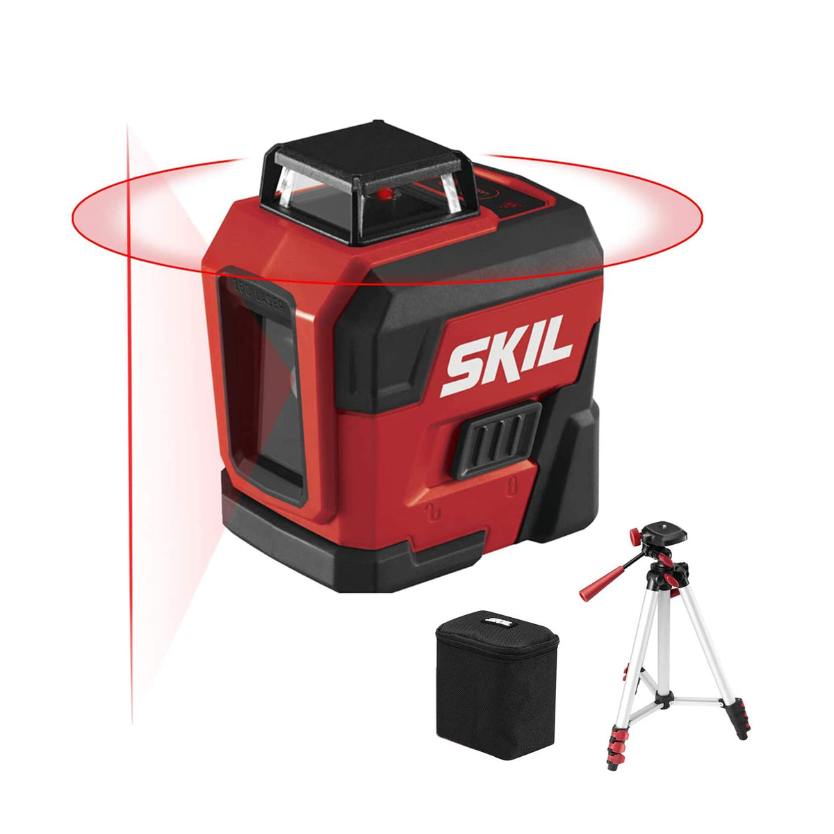 65ft. Red Self-Leveling Cross Line Laser Level with Tripod & Carry Bag J921901