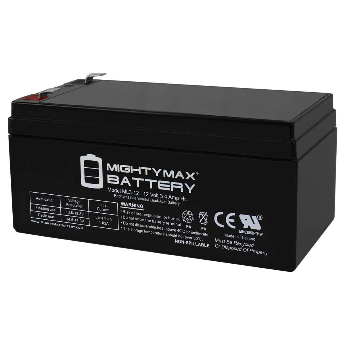 12 Volt 3 AH Rechargeable SLA AGM Battery S506767