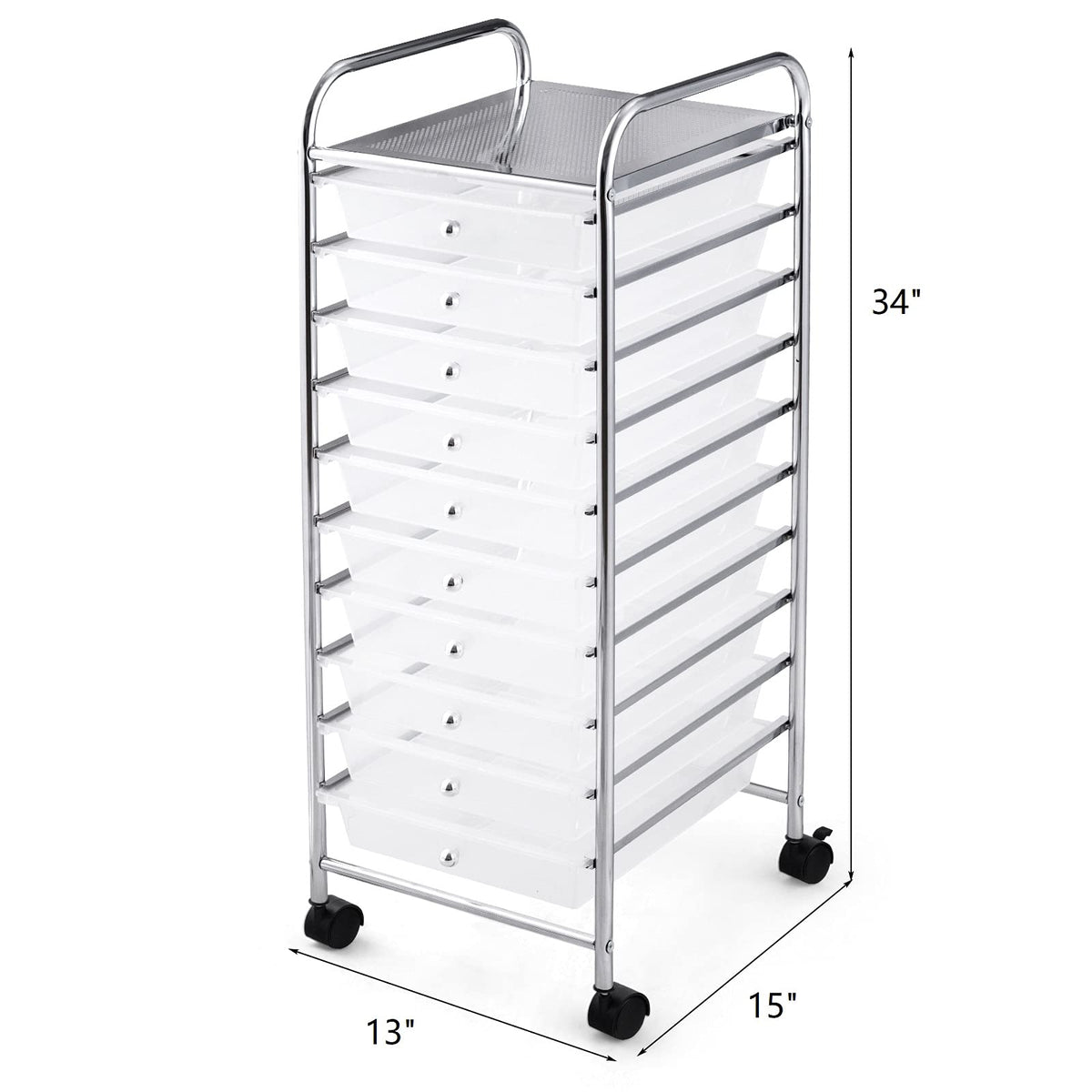 10 Drawer Multicolor Rolling Storage Cart D9728