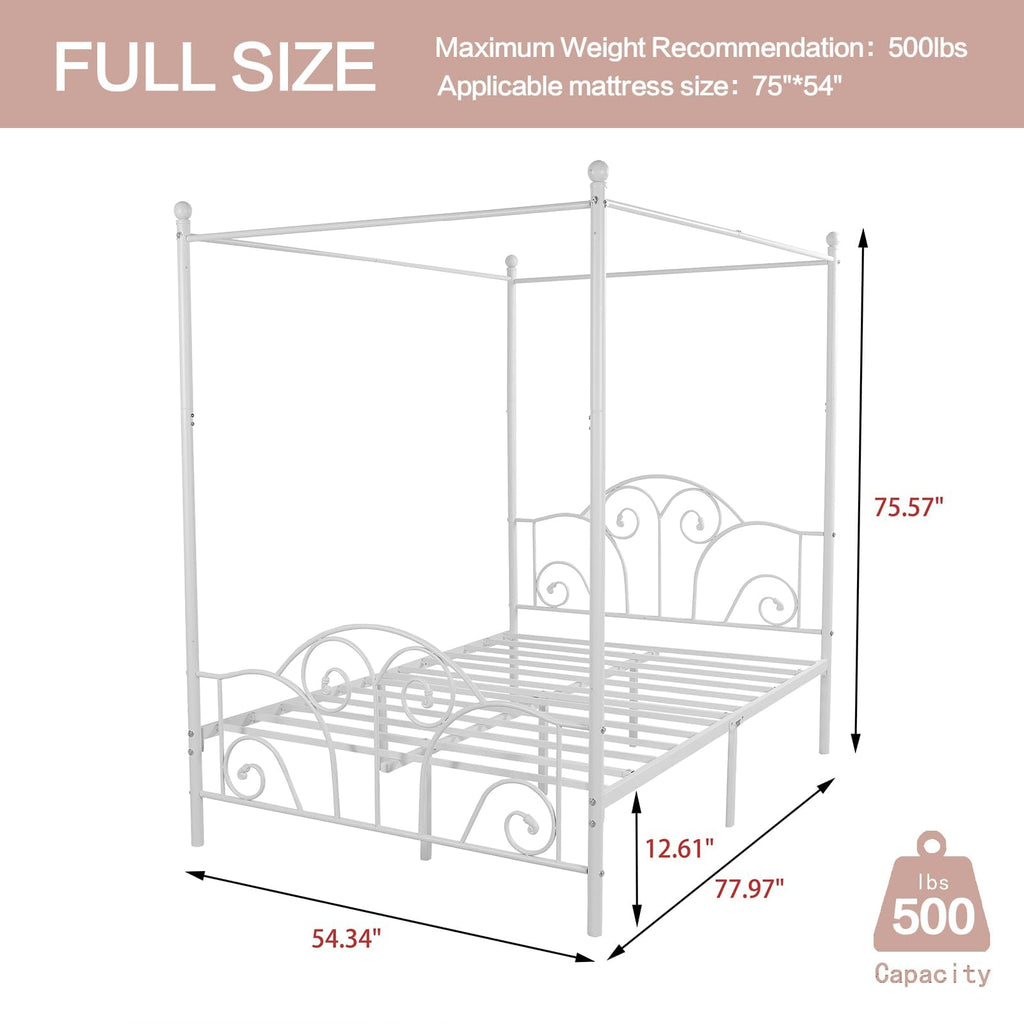 Metal Canopy Bed Frame Full Size with Headboard & Footboard G170
