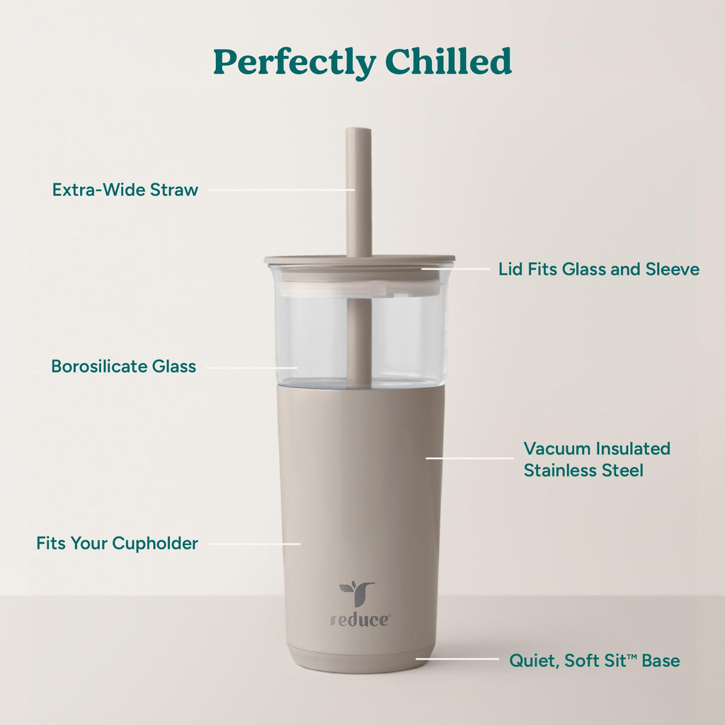 20oz Vacuum Insulated Glass Tumbler with Straw & Lid J250651