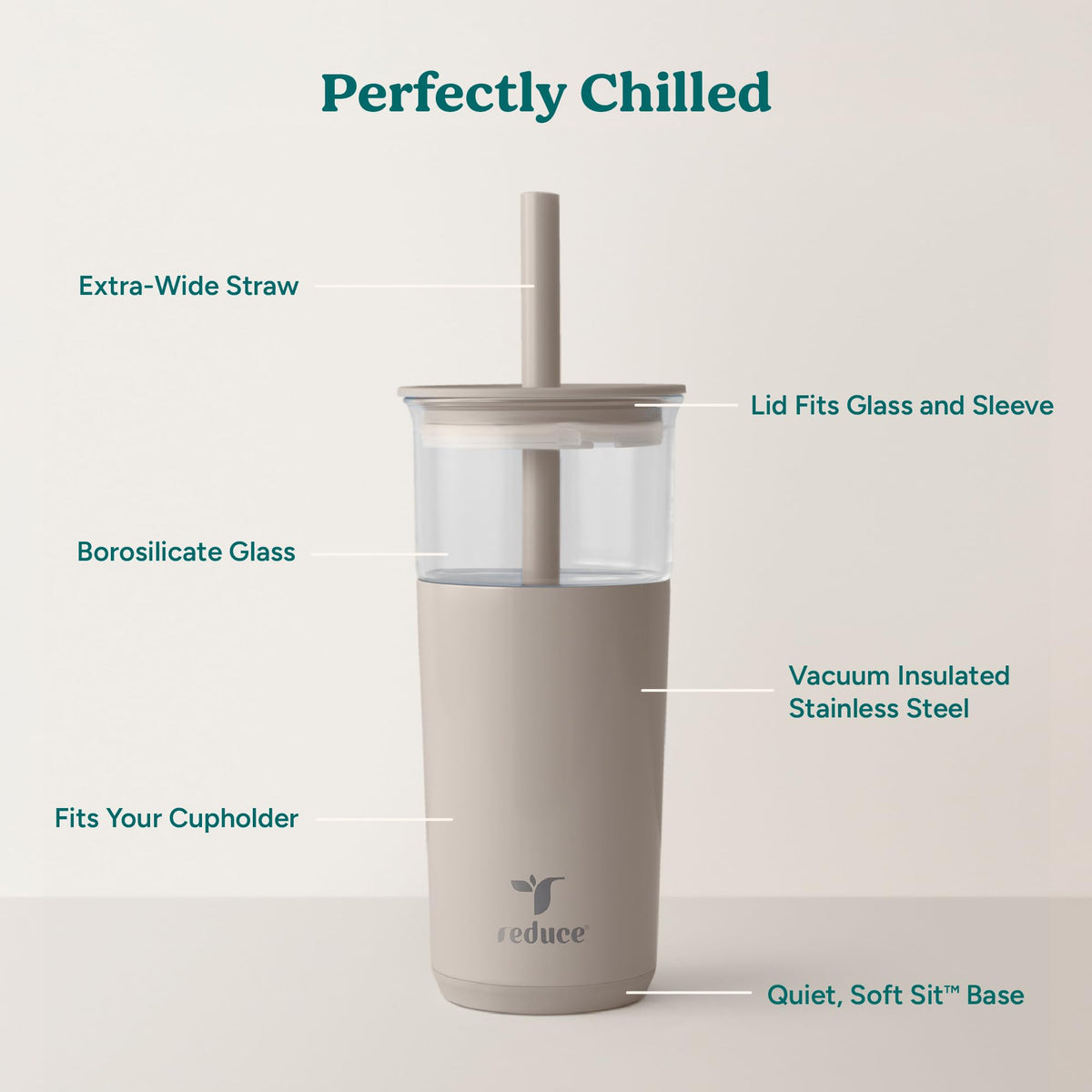 20oz Vacuum Insulated Glass Tumbler with Straw & Lid J250651