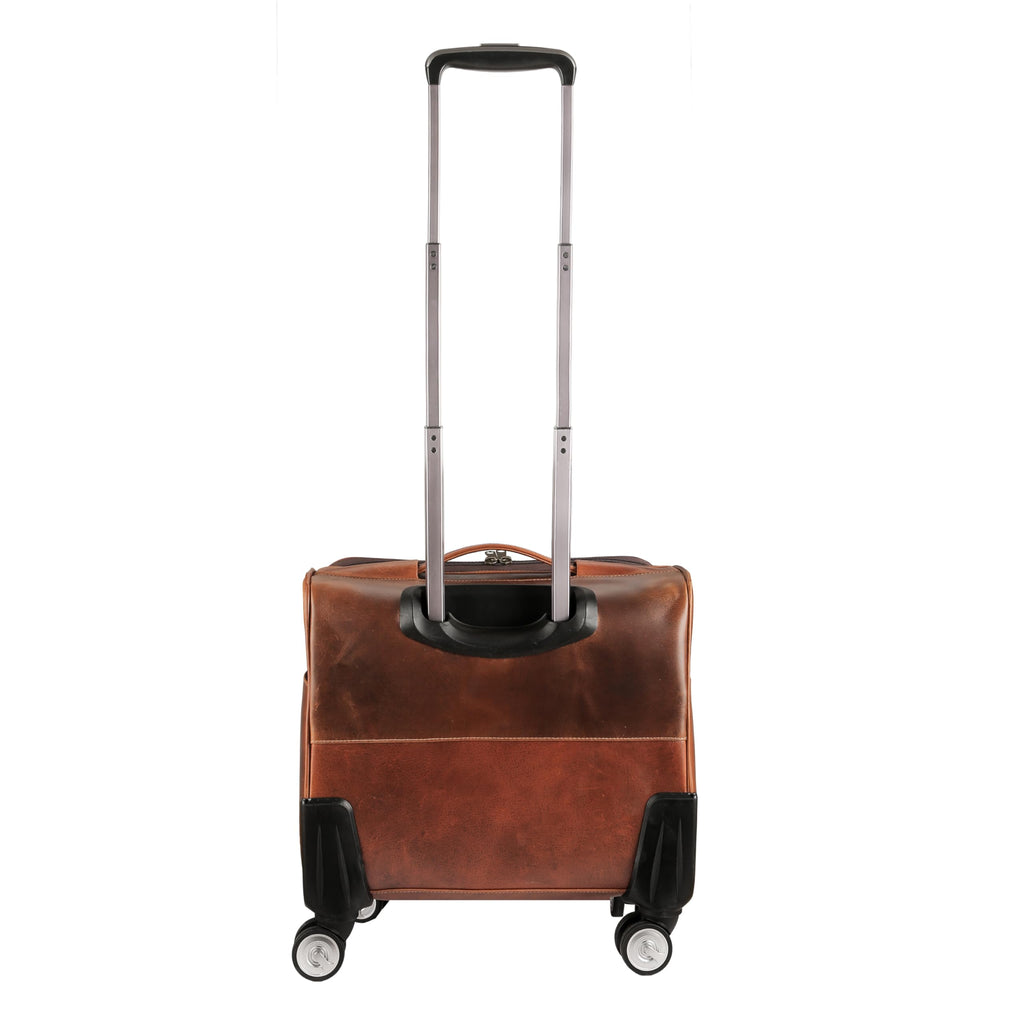Leather Rolling Briefcase with Trolley Handle Q87137