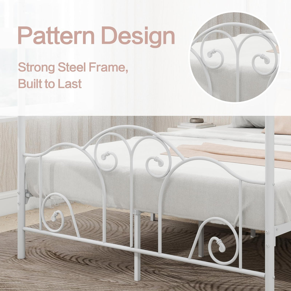 Metal Canopy Bed Frame Full Size with Headboard & Footboard G170