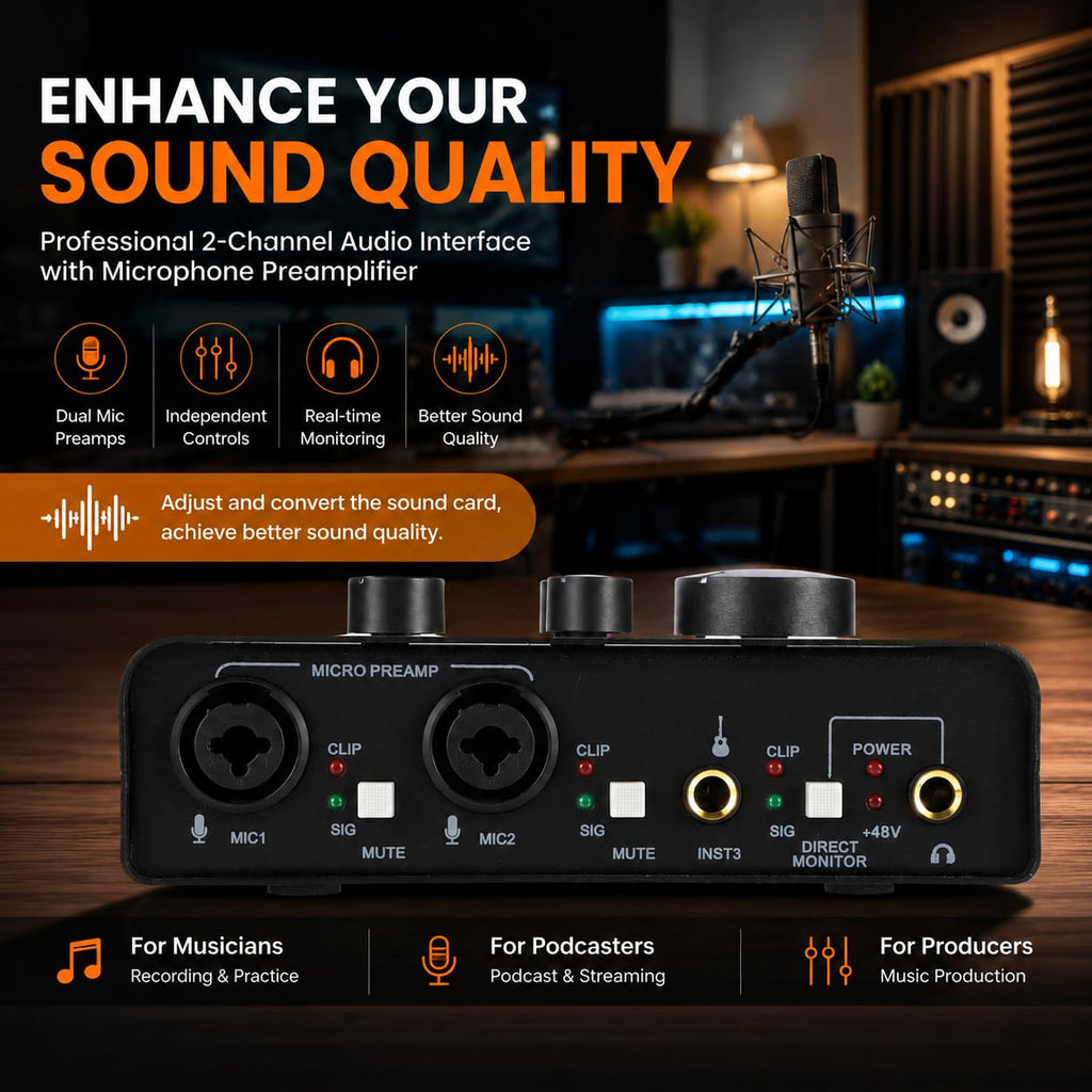 USB C Audio Interface with 48V Phantom Power H167