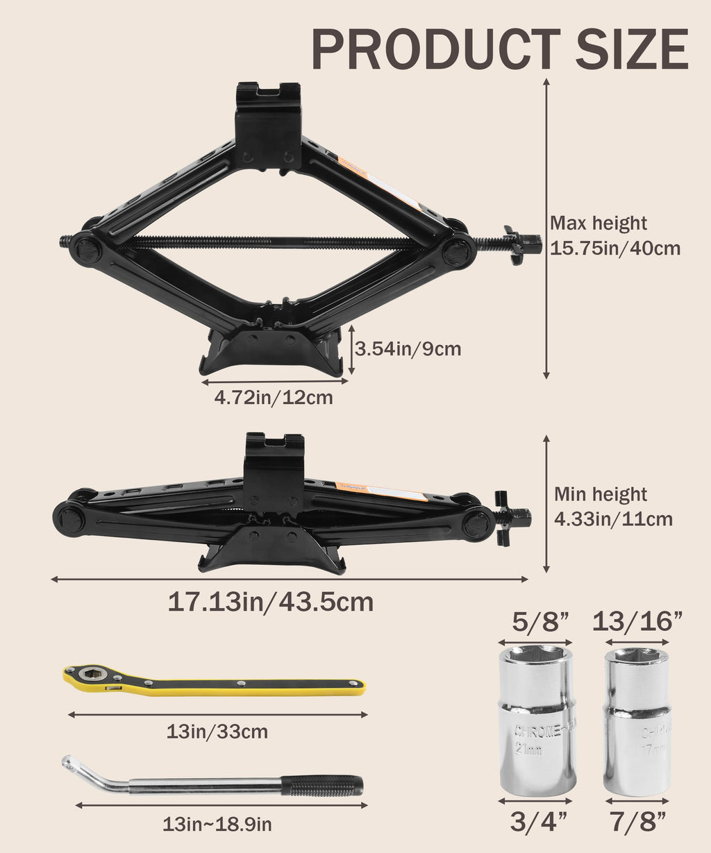2 Ton Scissor Jack Lift with Lug Wrench X710