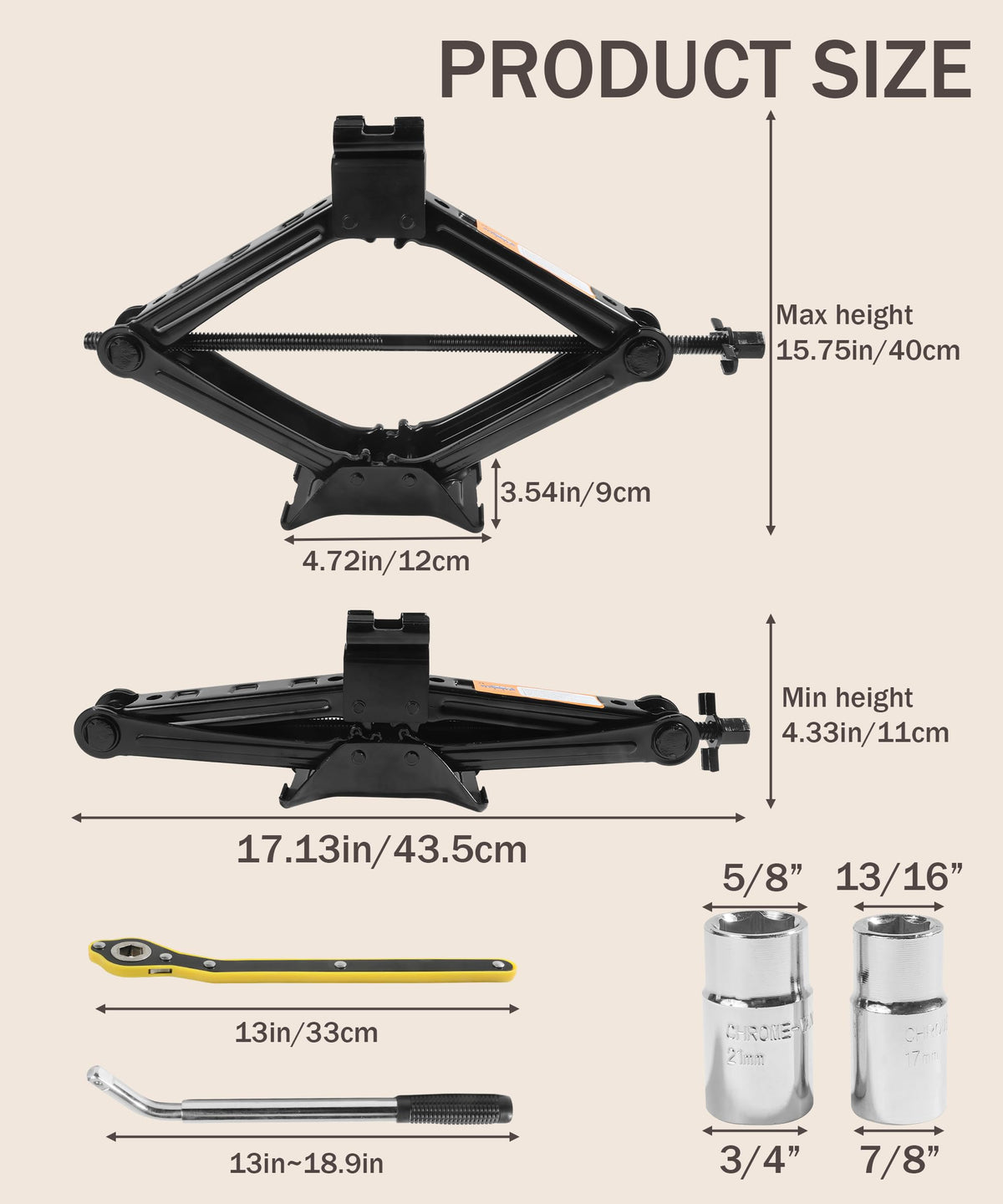 2 Ton Scissor Jack Lift with Lug Wrench X710
