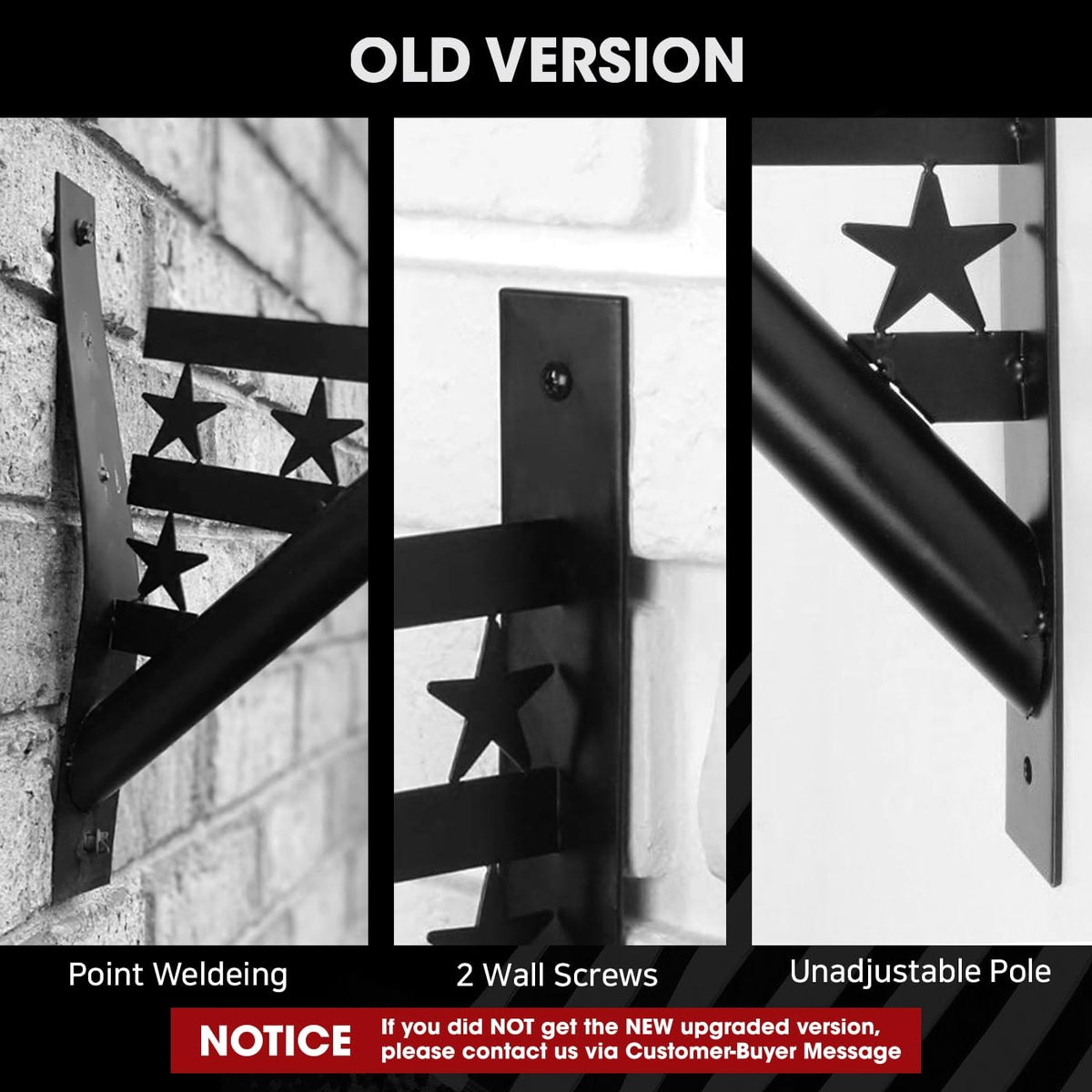 Flag Pole Heavy Duty Iron Weather Resistant Mounting Brackets K7829