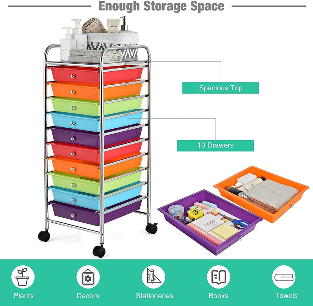 10 Drawer Rolling Storage Organizer Cart C614