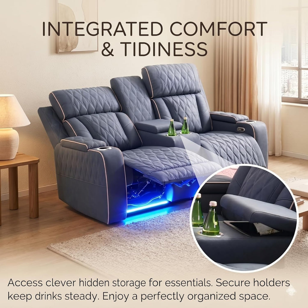 3 Piece Leather Power Recliner Sofa Set with LED Lights L837