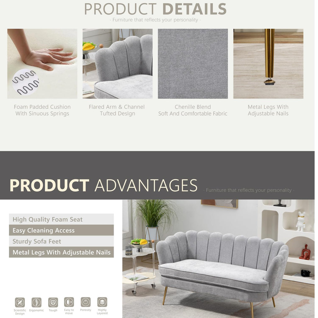 Light Gray Small Loveseat Sofa W115