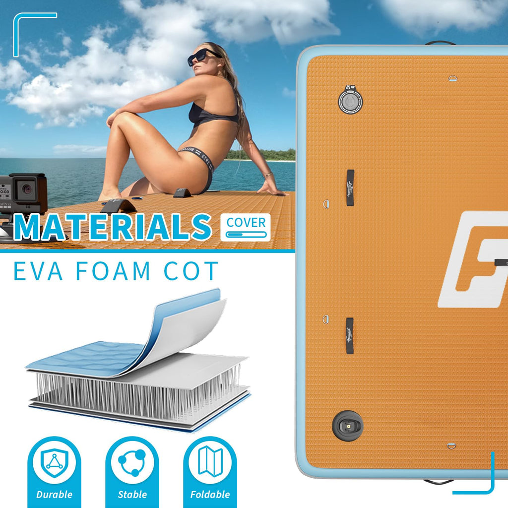 7×7' Inflatable Floating Dock with Soft Ladder W75087