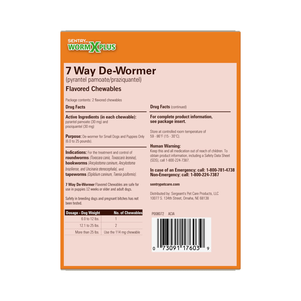 7 Way De-Wormer Chewables for Dogs, 2 Count W9911