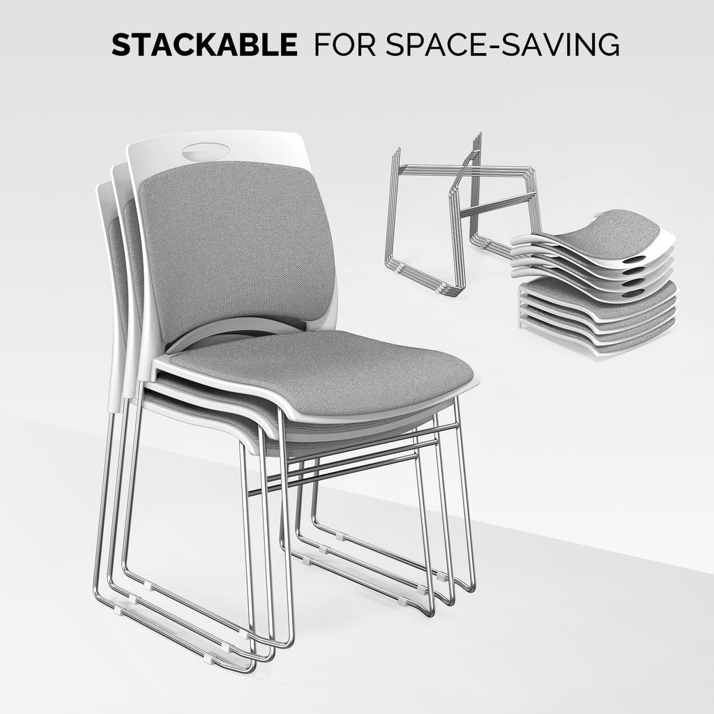 Grey Plastic Mesh Padded Stackable Chairs Set of 8 G57442