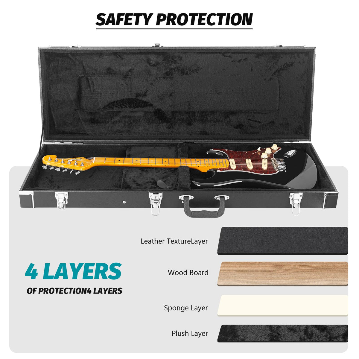 39-Inch Electric Guitar Hard Shell Case with Lock Latch W10857
