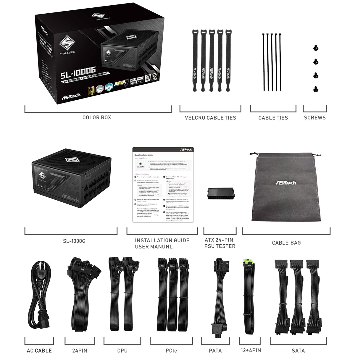1000W 80 Plus Gold Full Modular Power Supply U65864