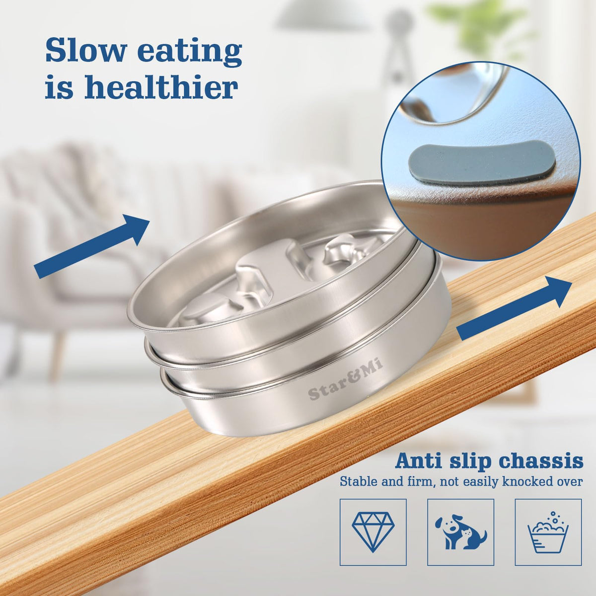 Stainless Steel Non-Slip Slow Feeder Dog Bowl C140