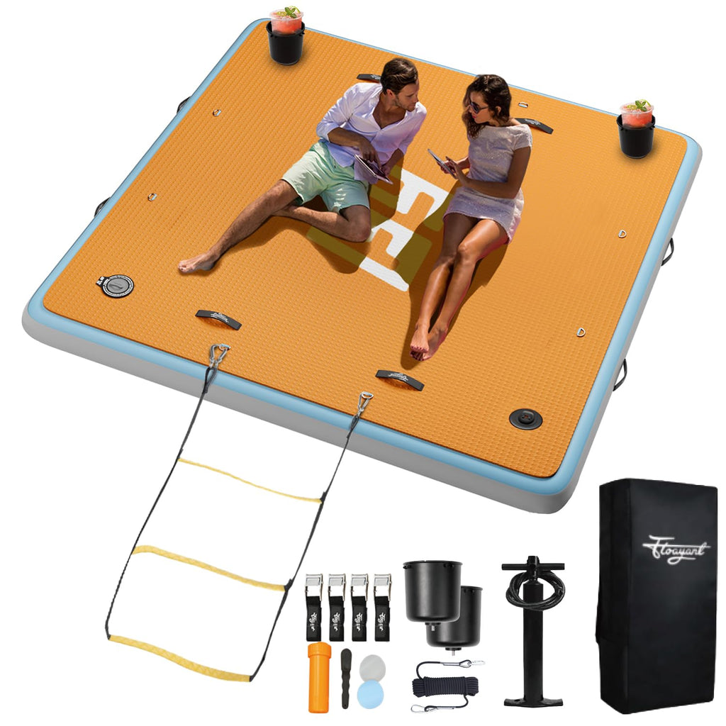 7×7' Inflatable Floating Dock with Soft Ladder W75087