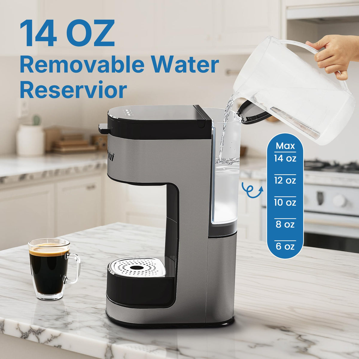 3-in-1 Single Serve Coffee Maker with Removable Water Reservoir, Black S248