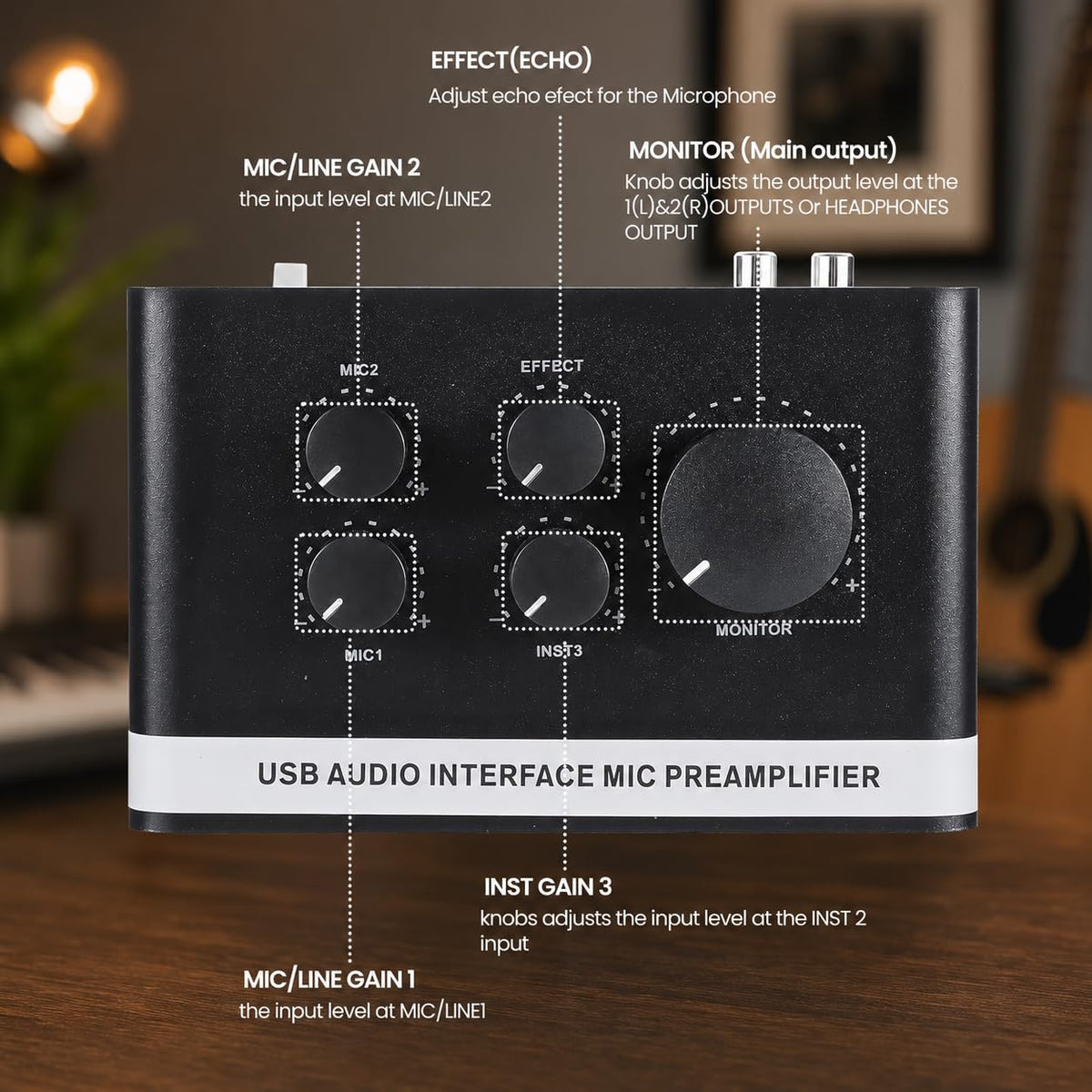 USB C Audio Interface with 48V Phantom Power H167
