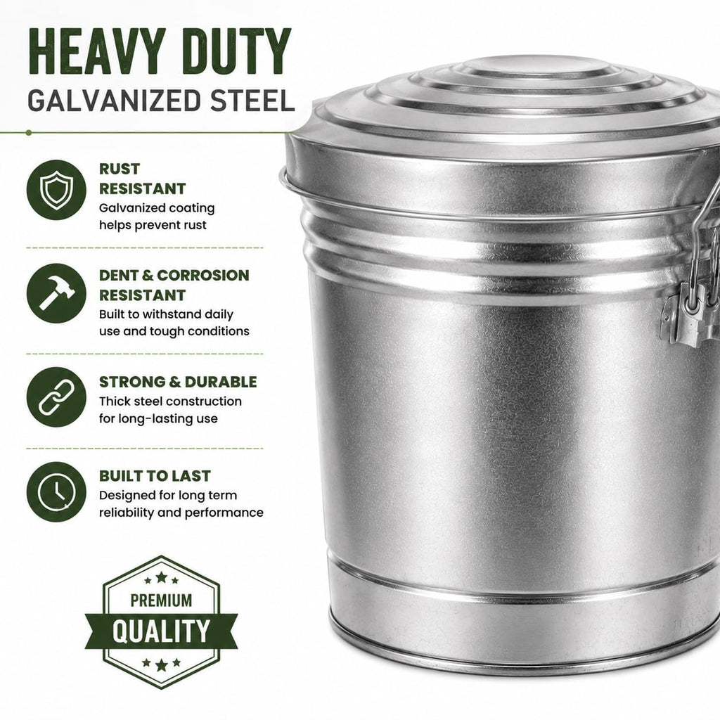 6-Gallon Galvanized Steel Storage Can with Lid X201