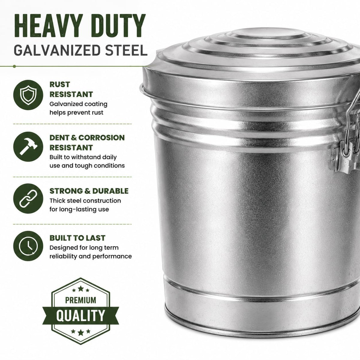 6-Gallon Galvanized Steel Storage Can with Lid X201