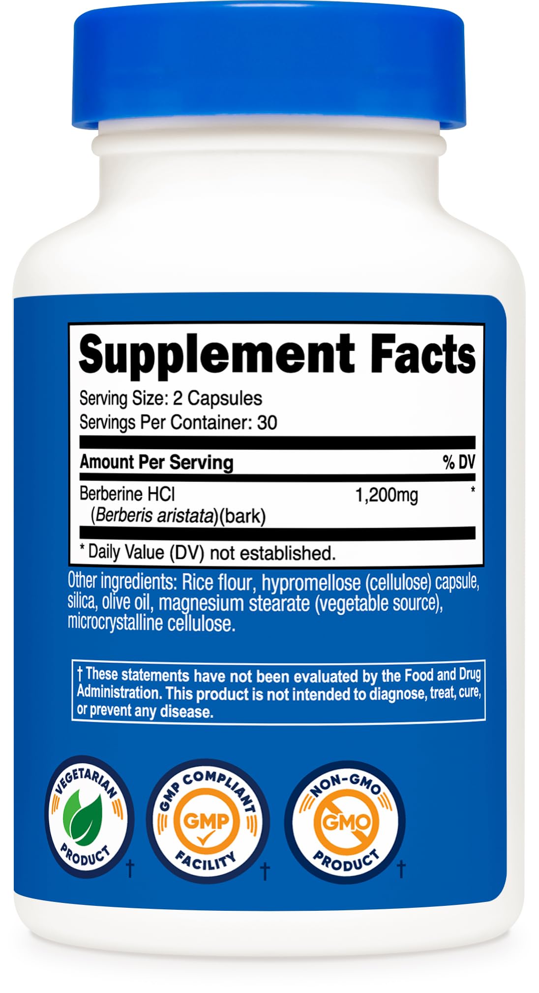 Berberine HCl 1,200mg 60 Capsules T16616